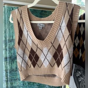 Juniors J for Justify Argyle Crop Tank Top Small